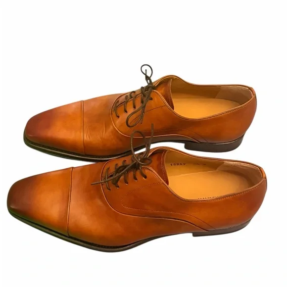 Magnanni Brown Leather Cap-Toe Oxford Dress Shoes Size 9.5 M Spain Luxury - Picture 4 of 6
